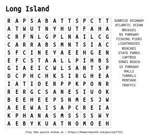 Word Search on Long Island