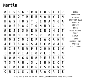 Word Search on Martin