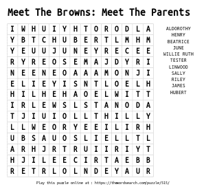 Word Search on Meet The Browns:  Meet The Parents