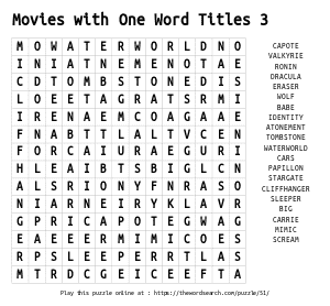 Word Search on Movies with One Word Titles 3