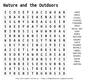 Word Search on Nature and the Outdoors