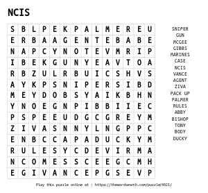 Word Search on NCIS