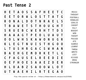 Word Search on Past Tense 2
