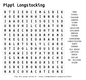 Word Search on Pippi Longstocking