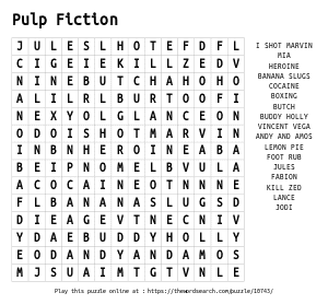 Word Search on Pulp Fiction