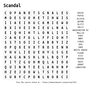 Word Search on Scandal