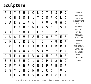 Word Search on Sculpture