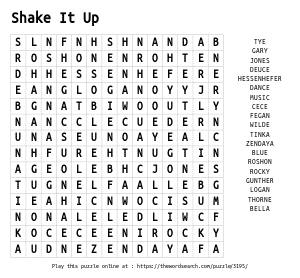 Word Search on Shake It Up