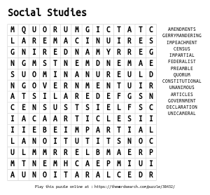 Word Search on Social Studies