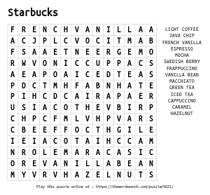 Word Search on Starbucks