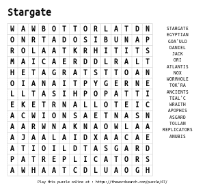 Word Search on Stargate