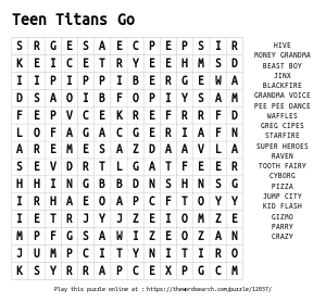 Word Search on Teen Titans Go