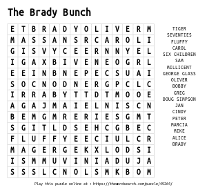 Word Search on The Brady Bunch 