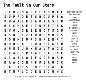 Word Search on The Fault in Our Stars