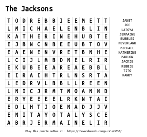Word Search on The Jacksons