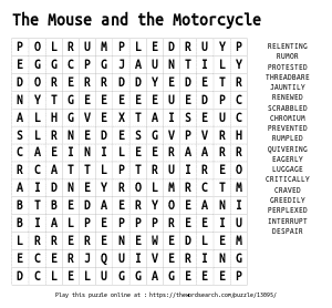 Word Search on The Mouse and the Motorcycle 