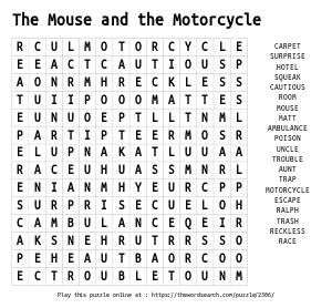 Word Search on The Mouse and the Motorcycle