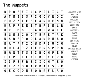 Word Search on The Muppets