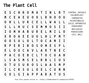 Word Search on The Plant Cell