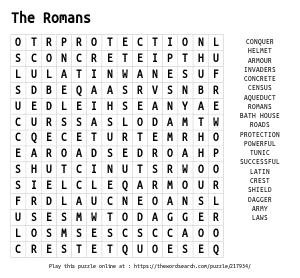Word Search on The Romans