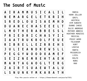 Word Search on The Sound of Music
