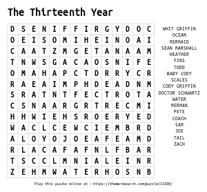 Word Search on The Thirteenth Year 