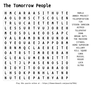 Word Search on The Tomorrow People