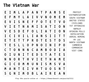 Word Search on The Vietnam War