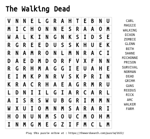 Word Search on The Walking Dead