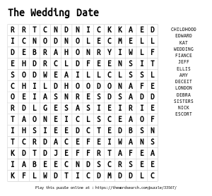 Word Search on The Wedding Date
