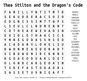Word Search on Thea Stilton and the Dragon's Code