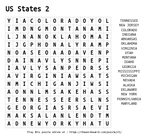 Word Search on US States 2