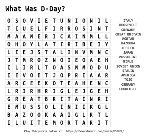Word Search on What Was D-Day?