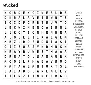 Word Search on Wicked