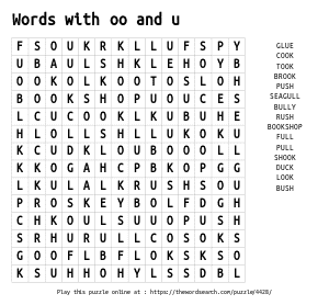 Word Search on Words with oo and u