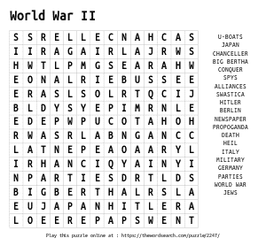 Word Search on World War II