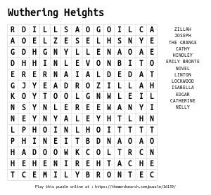 Word Search on Wuthering Heights