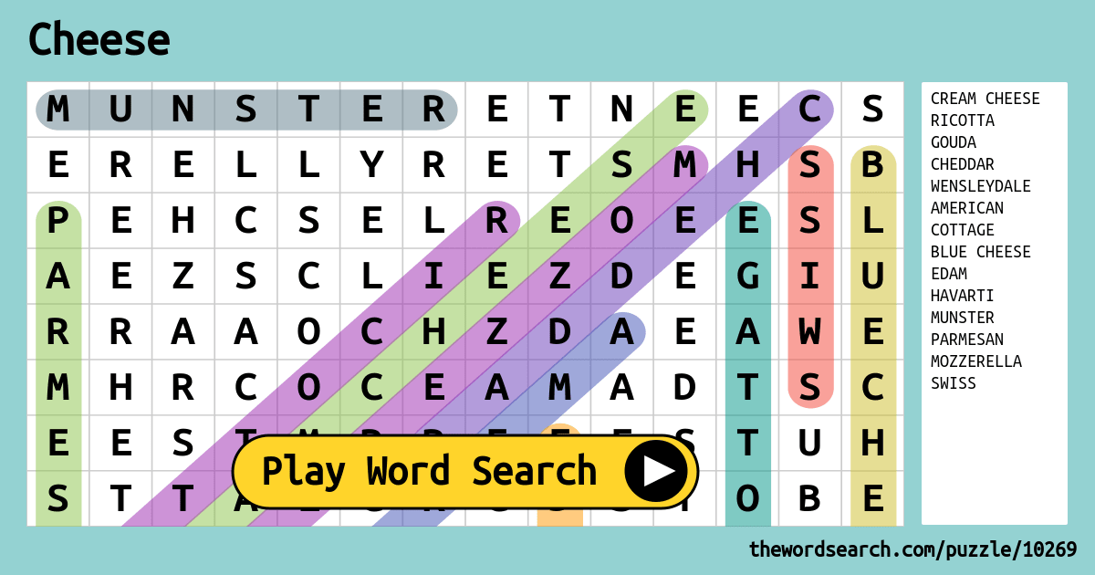 Cheese Word Search