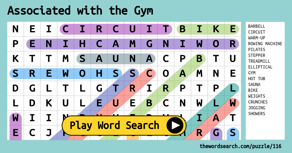 Associated with the Gym Word Search