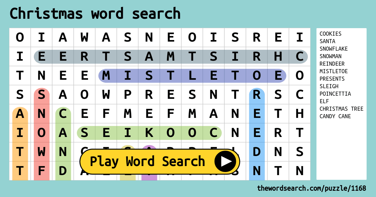 Christmas word search Word Search