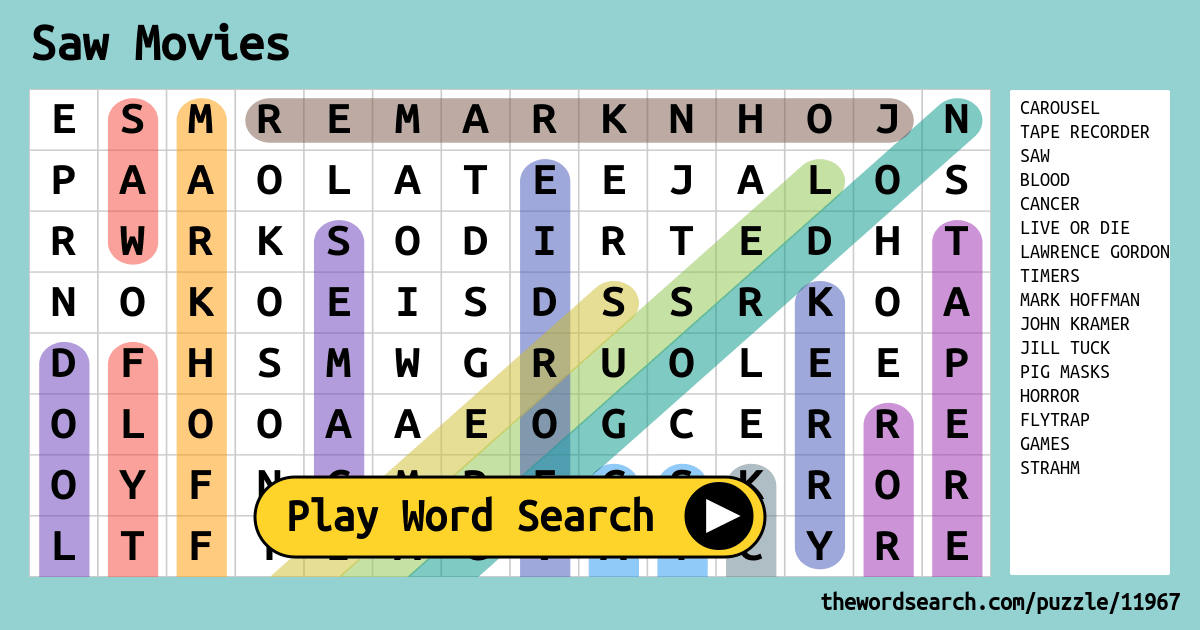 Saw Movies Word Search