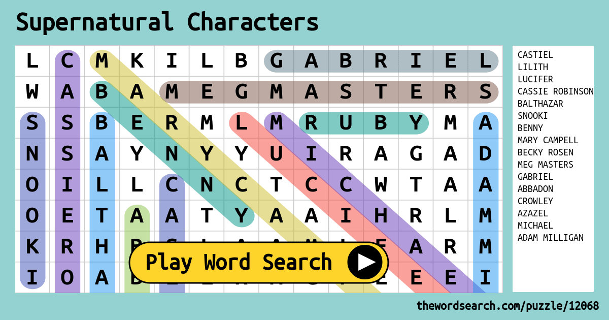 supernatural-characters-word-search