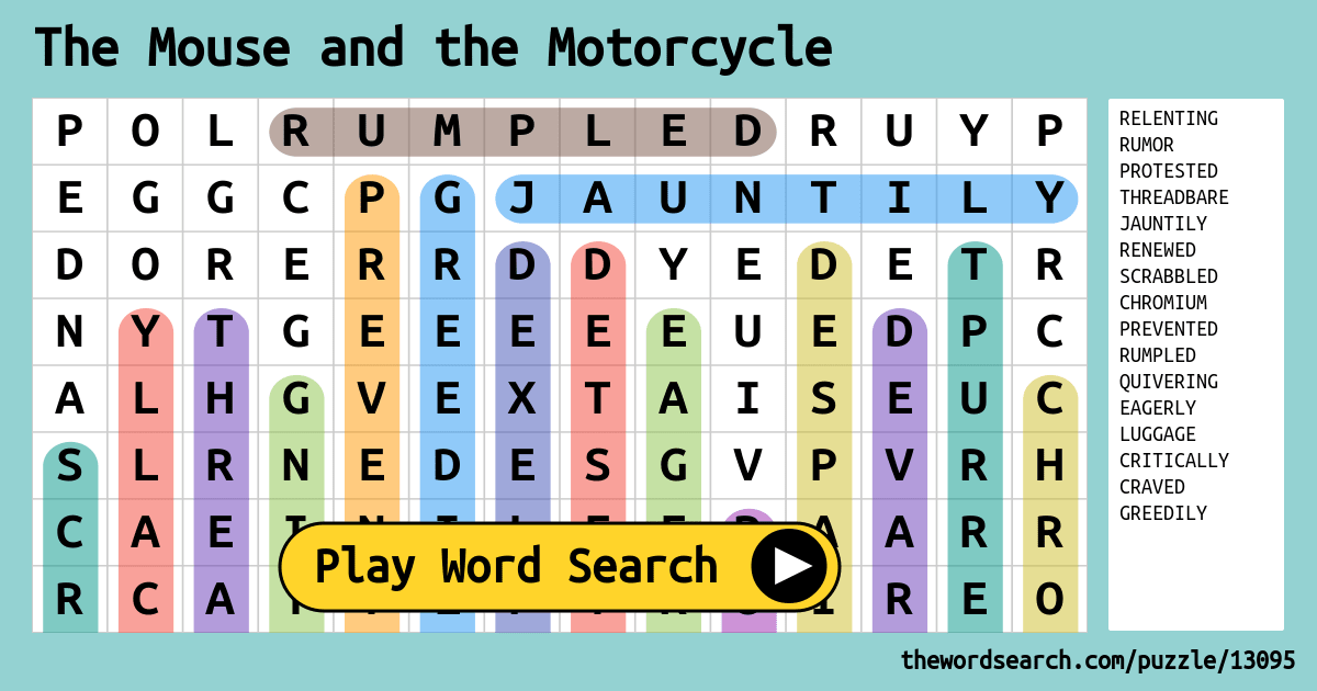 The Mouse And The Motorcycle Word Search