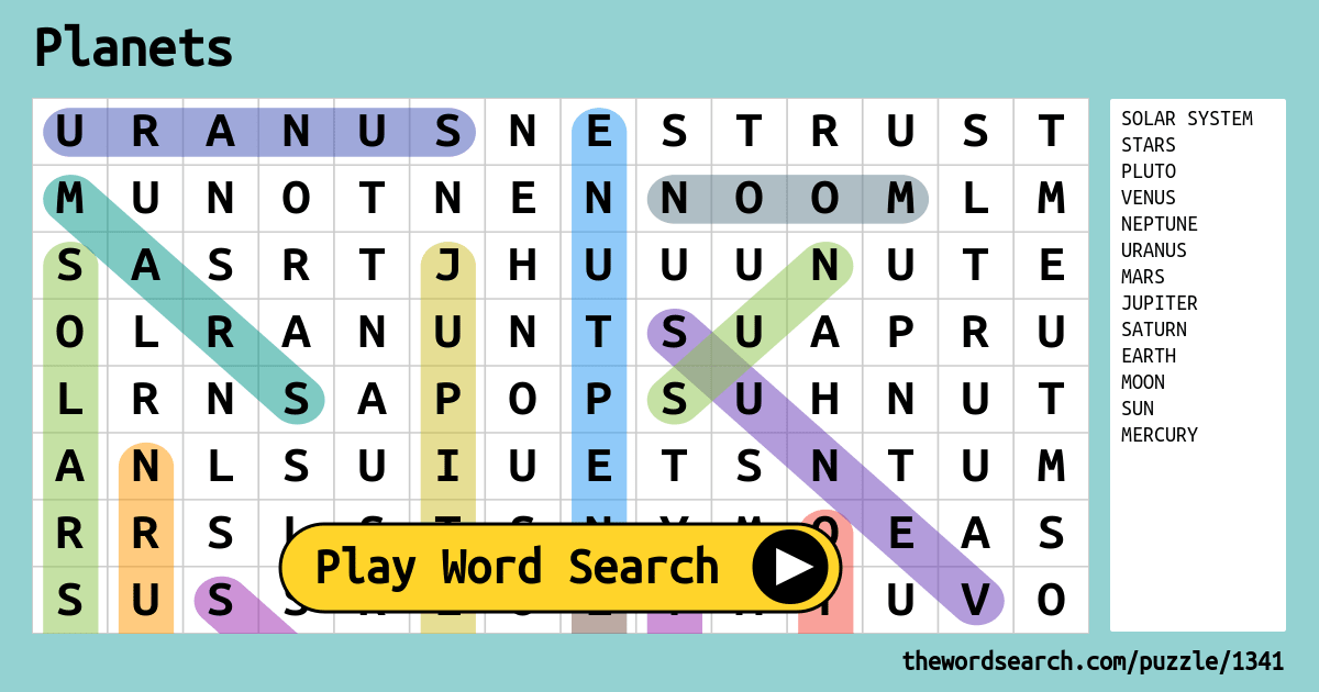 Planets Word Search