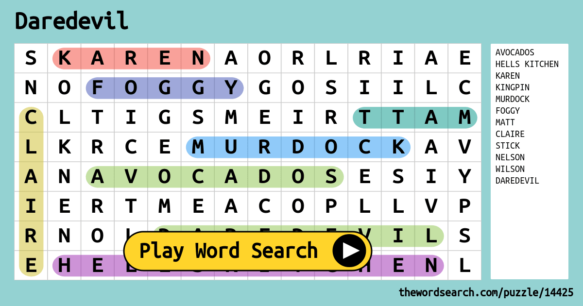 Daredevil Word Search