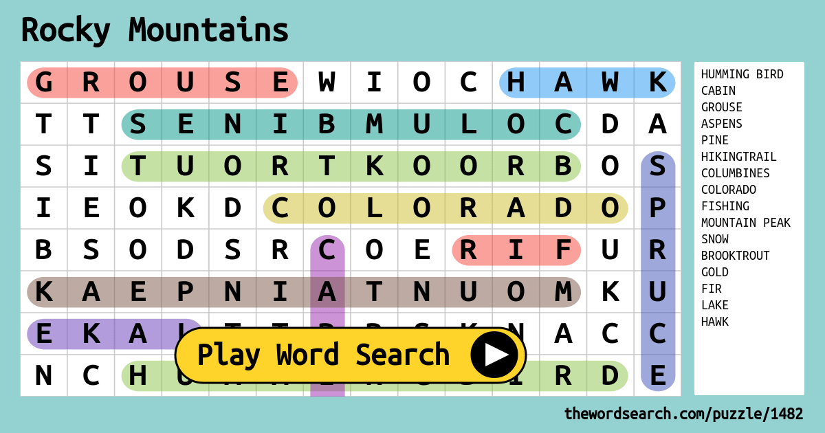 About Rocky Mountains Word Search Pro