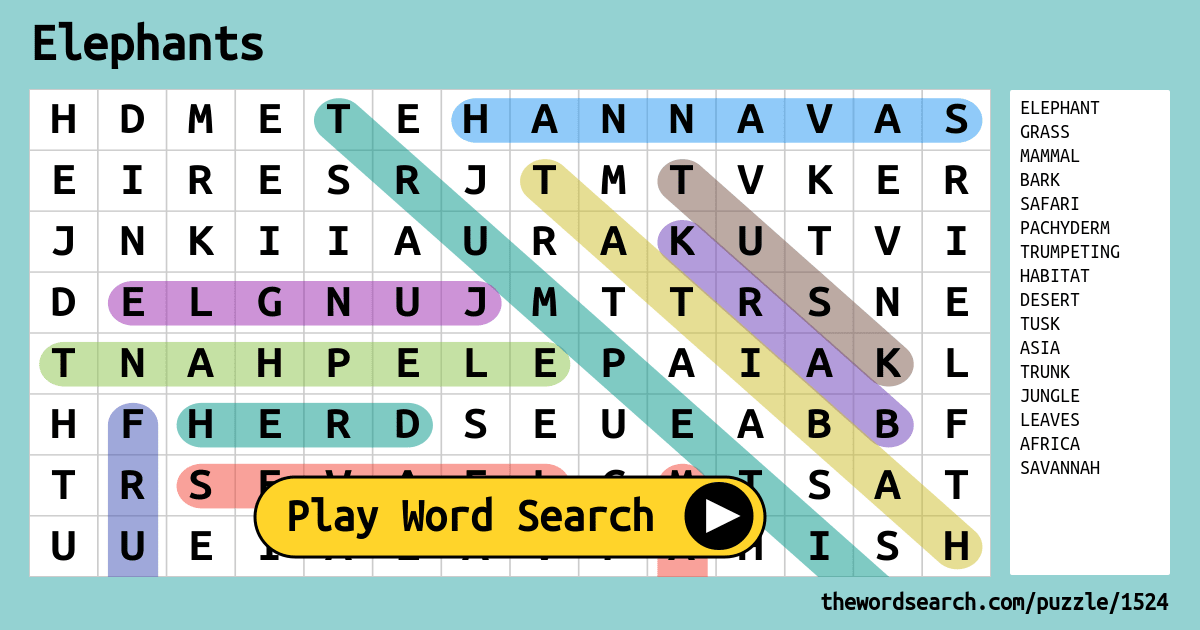 elephants-word-search