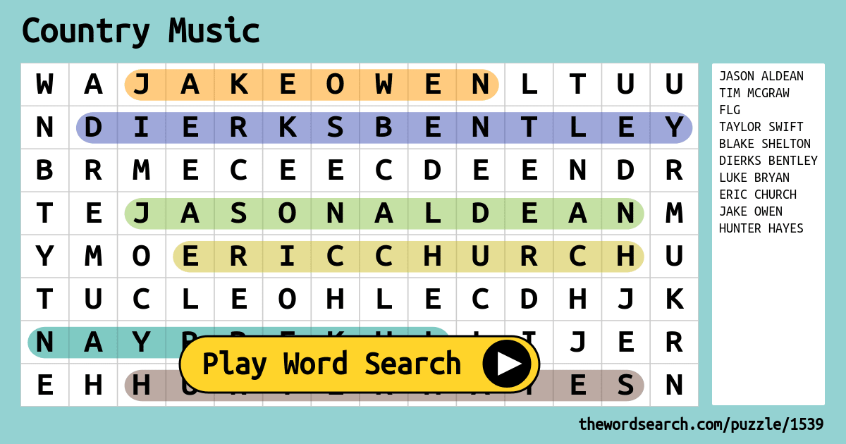 country-music-word-search