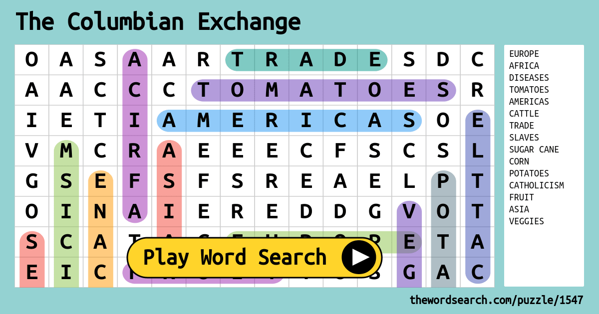 the-columbian-exchange-word-search