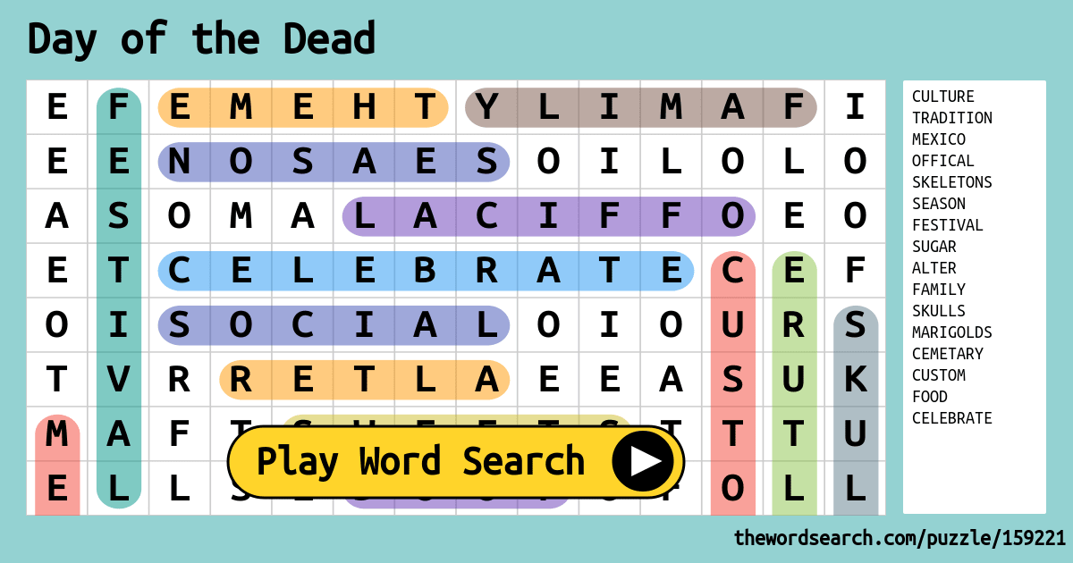 Day Of The Dead Word Search